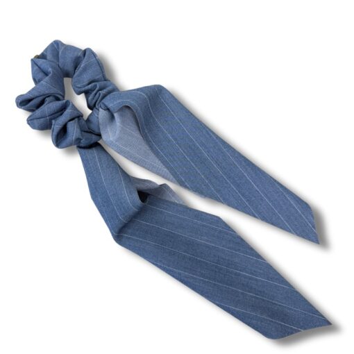 Scrunchie met lint  "Stripes Blue"