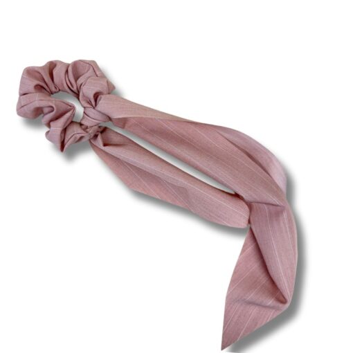 Scrunchie met lint  "Stripes Rose"