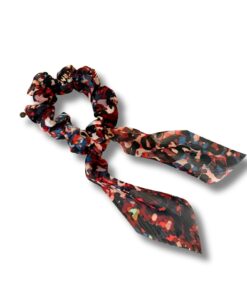 Scrunchie met lint  mini  "Golden Burgundy"